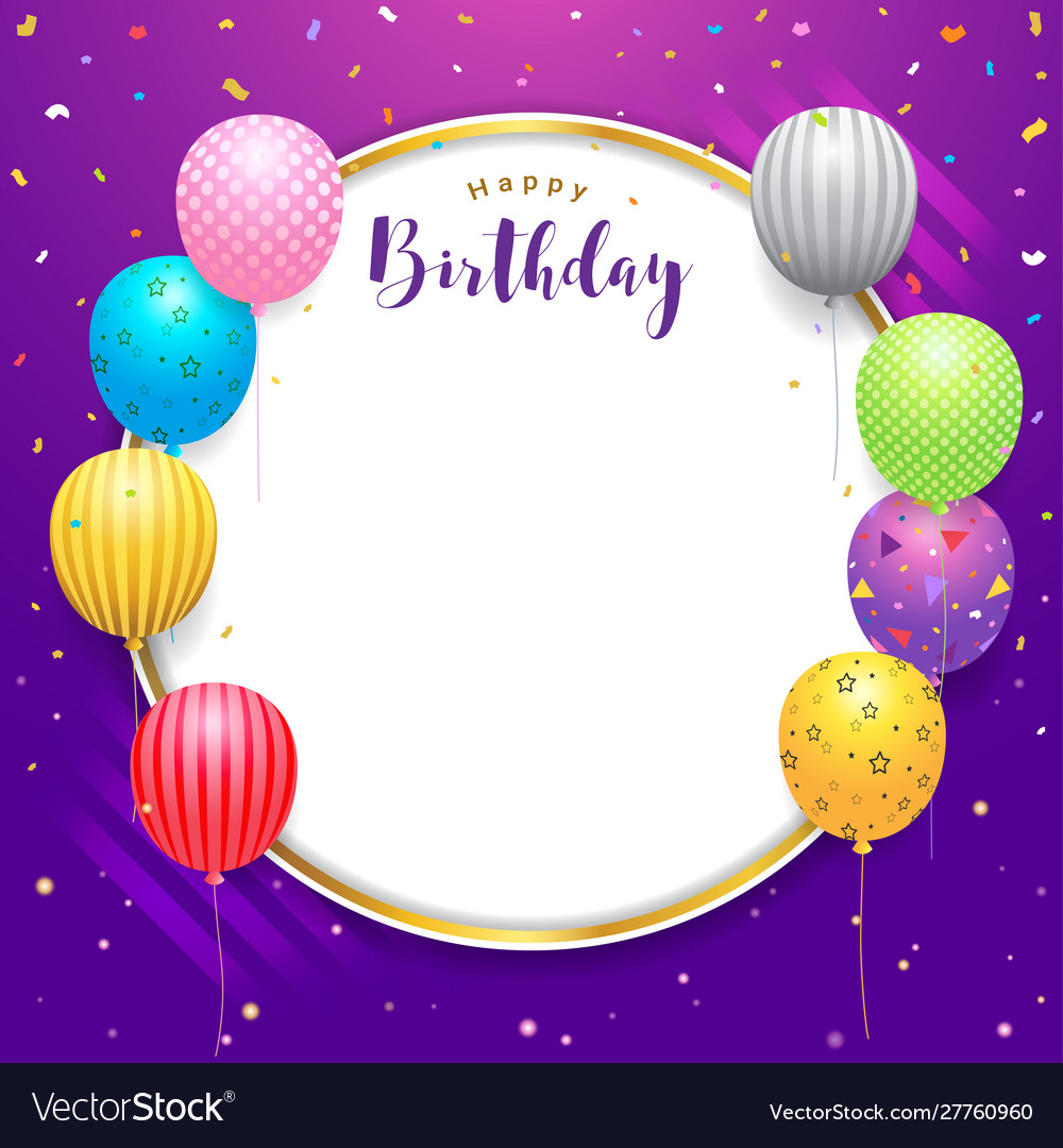 Birthday banner card frame template with colorful Vector Image