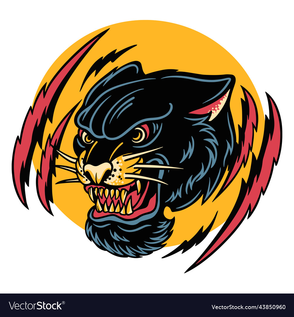 Black panther retro style Royalty Free Vector Image