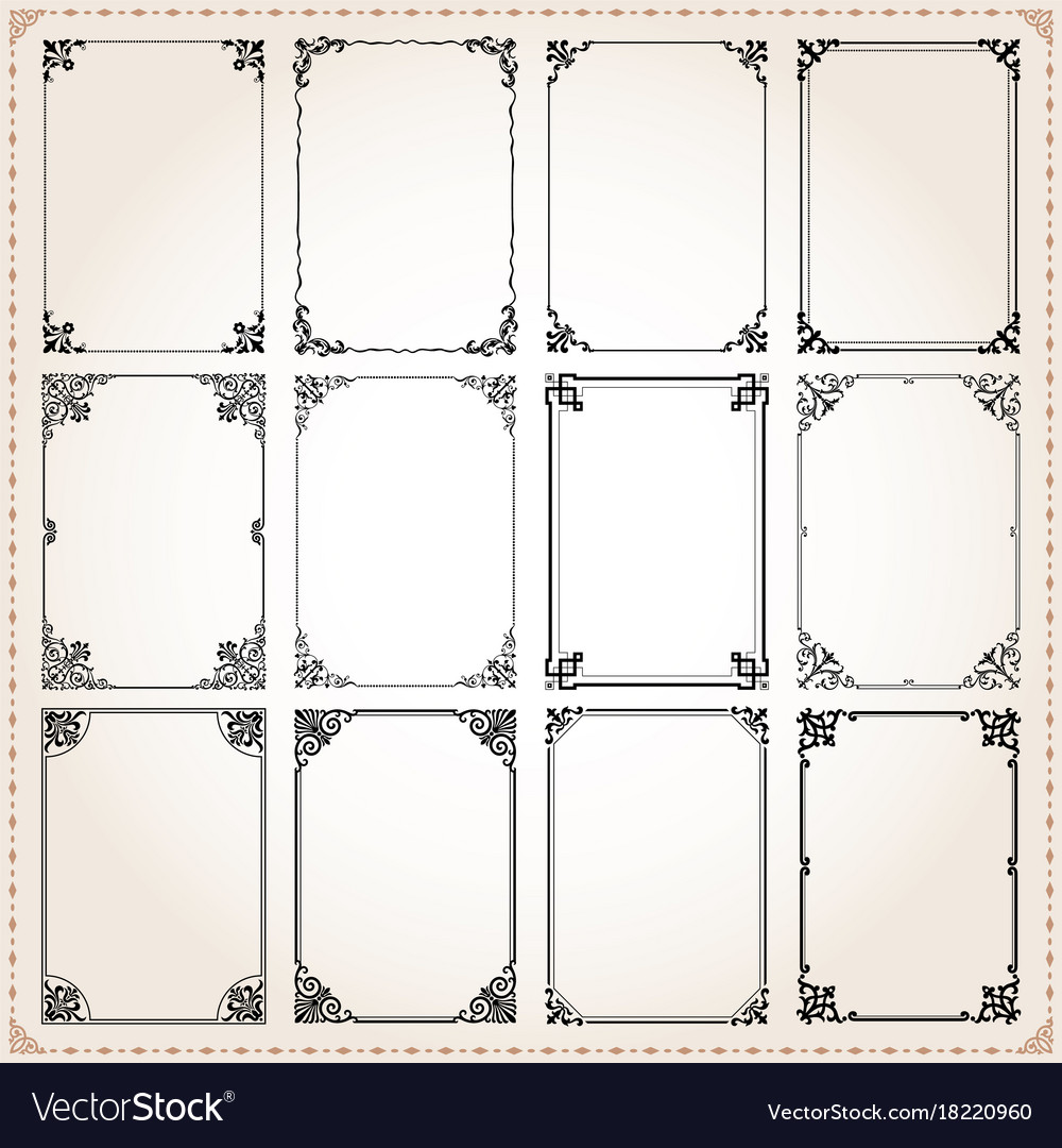 Download Decorative frames and borders rectangle set 7 Vector Image