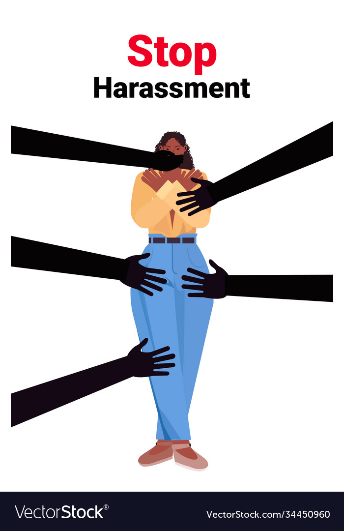 Hands touching african american woman stop Vector Image