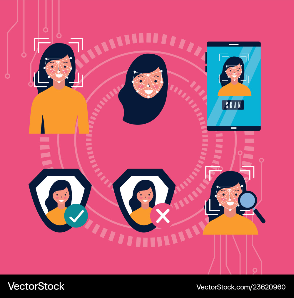 Mobile face scan Royalty Free Vector Image - VectorStock