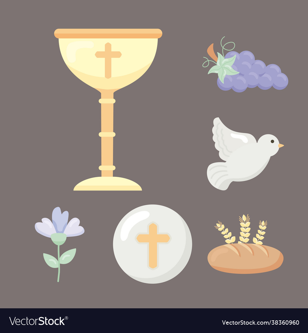 Six first communion icons Royalty Free Vector Image