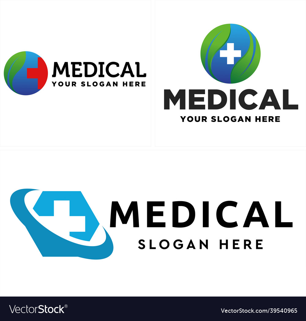 Cross medical health care global nature logo Vector Image