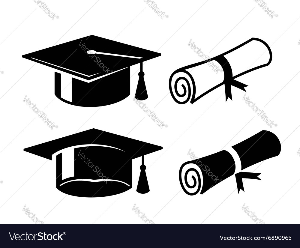 Download Graduation cap and diploma Royalty Free Vector Image