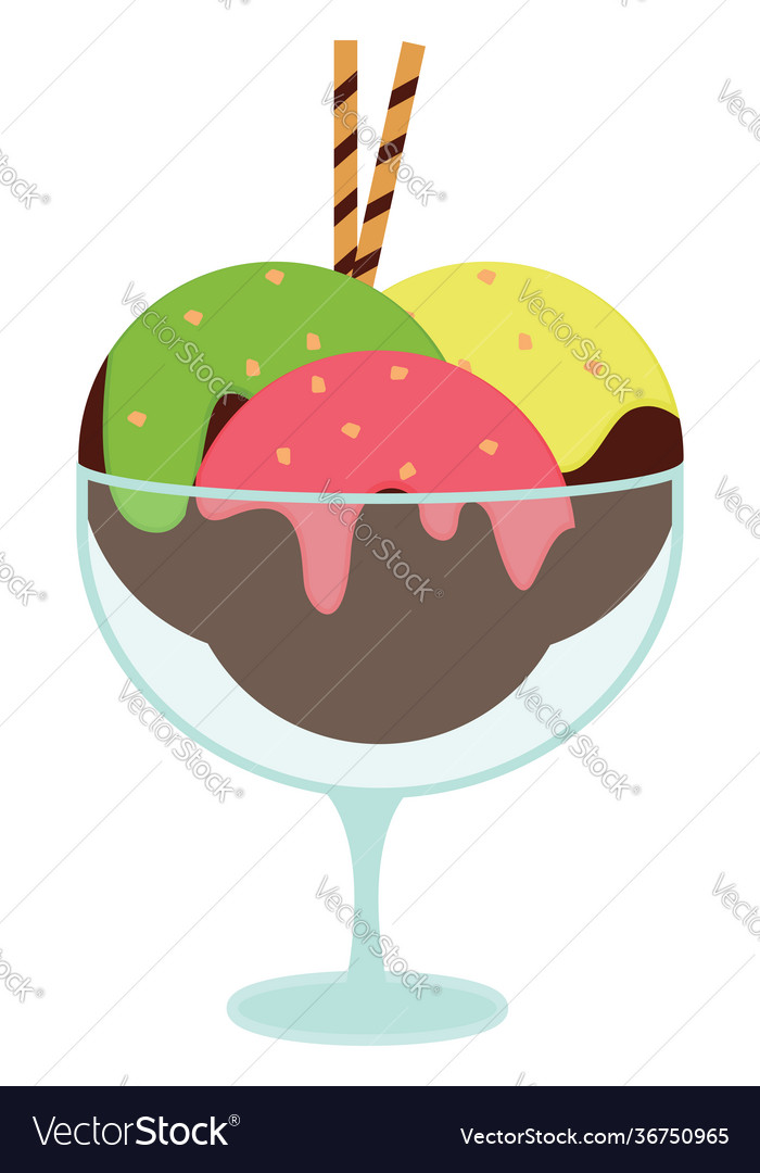 Ice cream in bowl on white background Royalty Free Vector