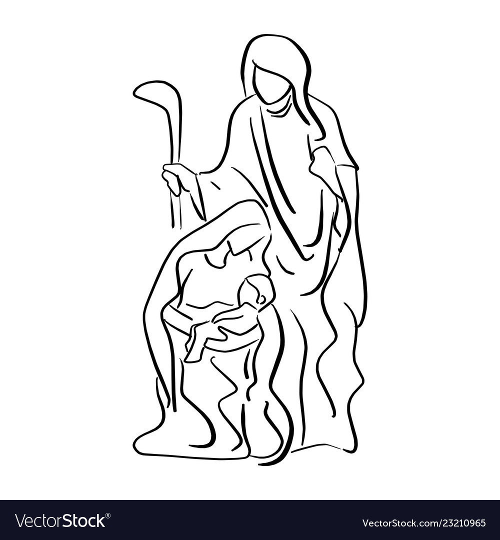 Nativity scene of baby jesus in arm of mary Vector Image