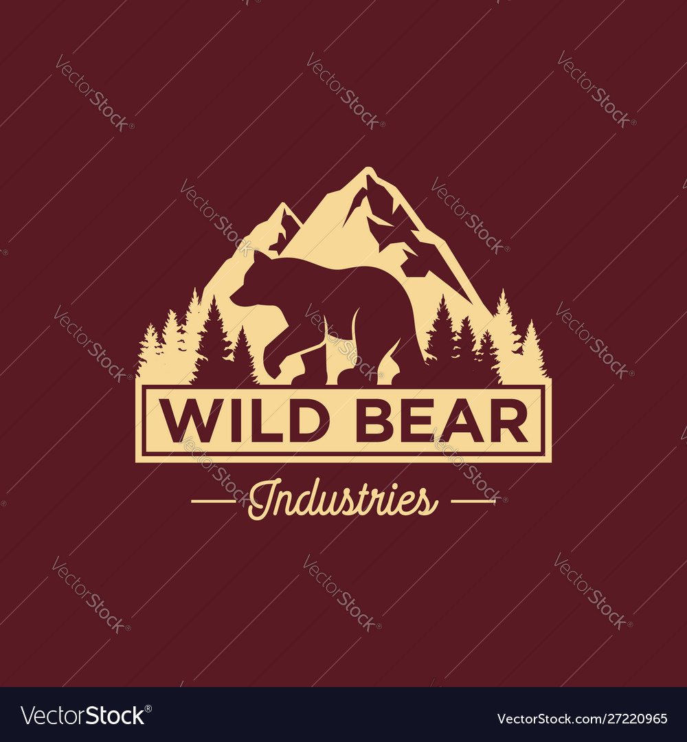 Vintage bear logo template Royalty Free Vector Image