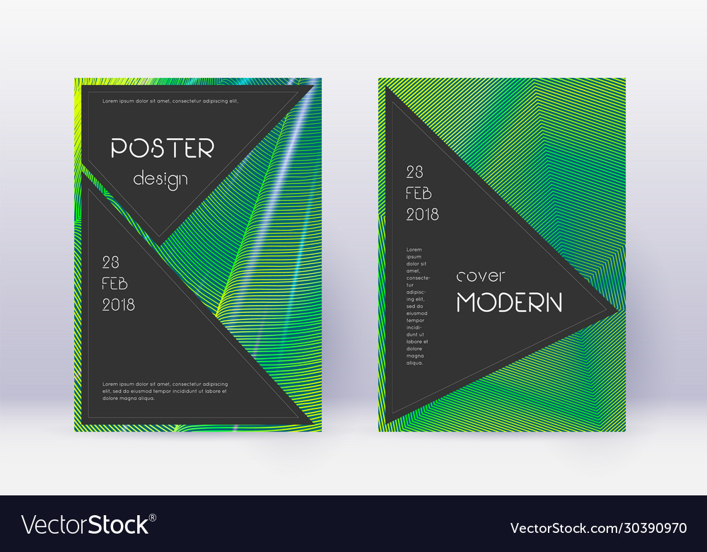 Black cover design template set green abstract li Vector Image