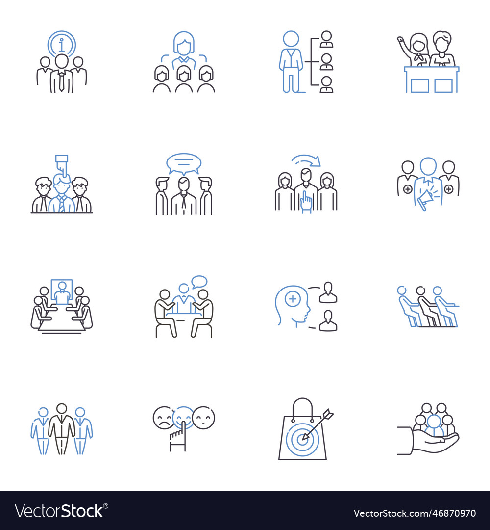 Collaborate cooperation line icons collection Vector Image