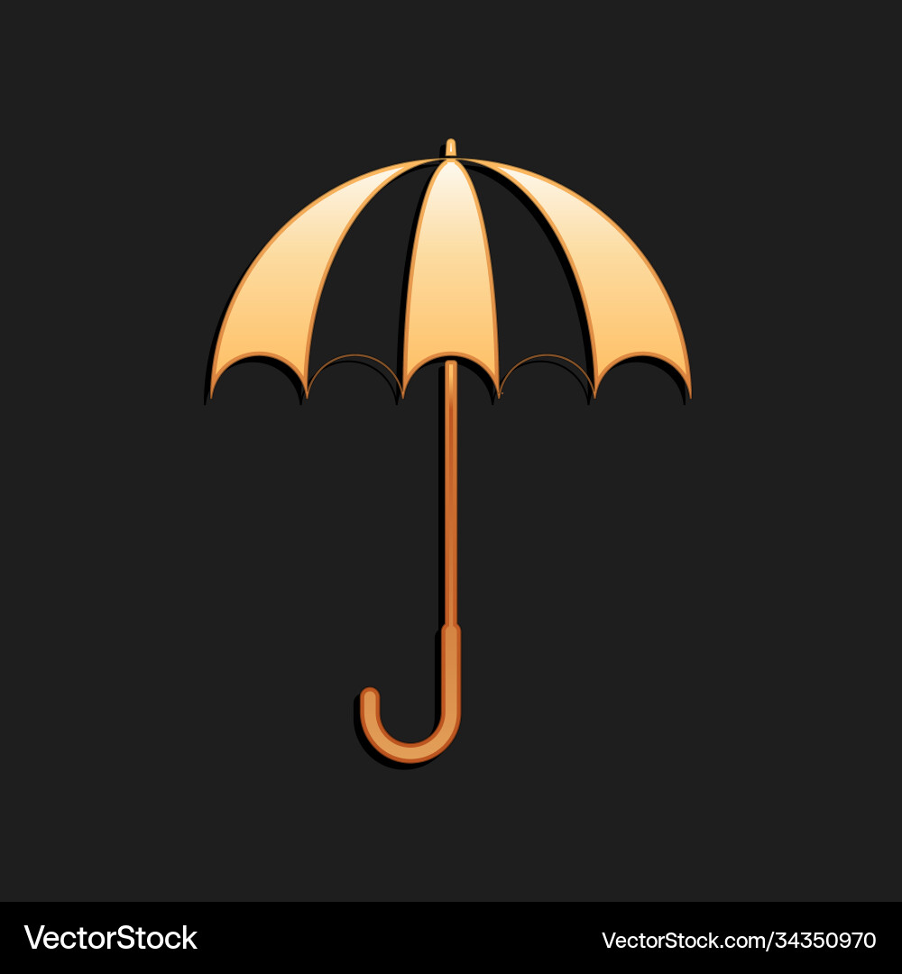 Gold classic elegant opened umbrella icon isolated