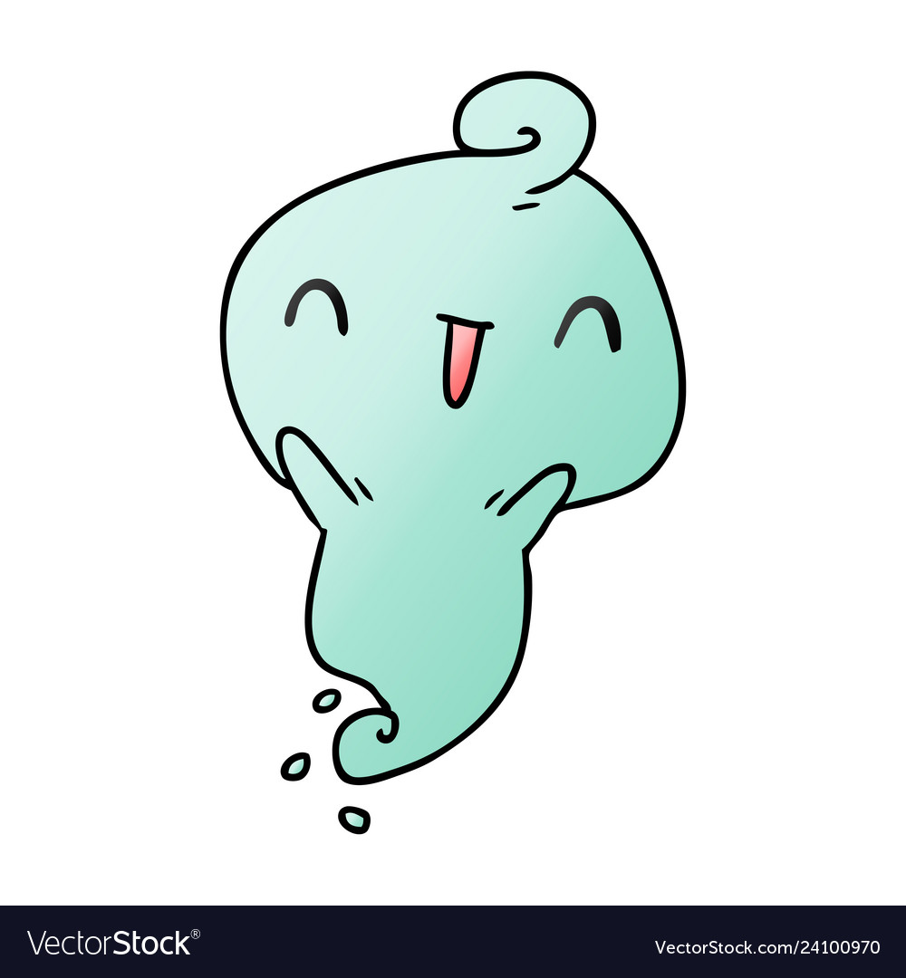 Gradient cartoon kawaii cute dead ghost Royalty Free Vector