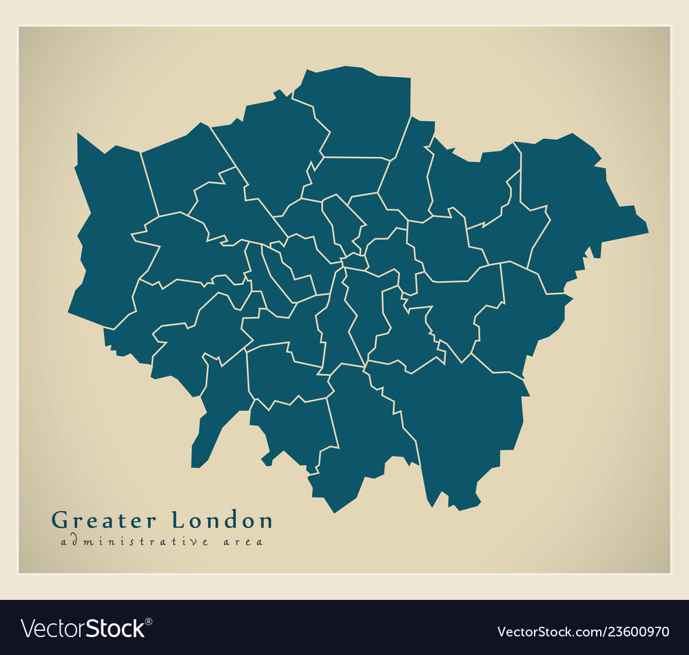 Map Of London Area Modern Map - Greater London Administrative Area Vector Image Map Of London Area Modern Map - Greater London Administrative Area Vector Image