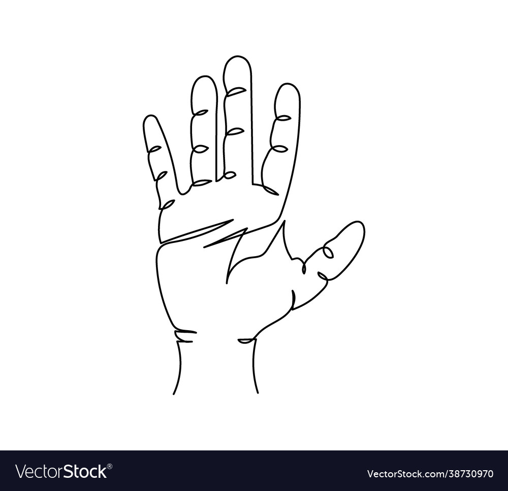 Right hand one line art continuous line drawing Vector Image