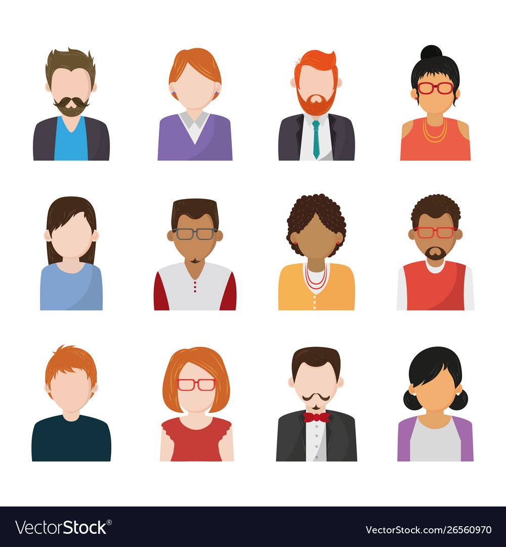 Set people faceless characters icons Royalty Free Vector