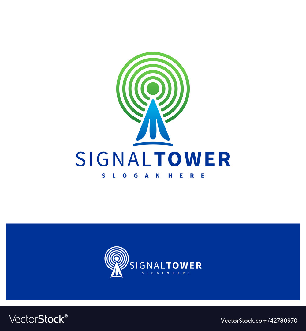 Signal tower logo design template Royalty Free Vector Image