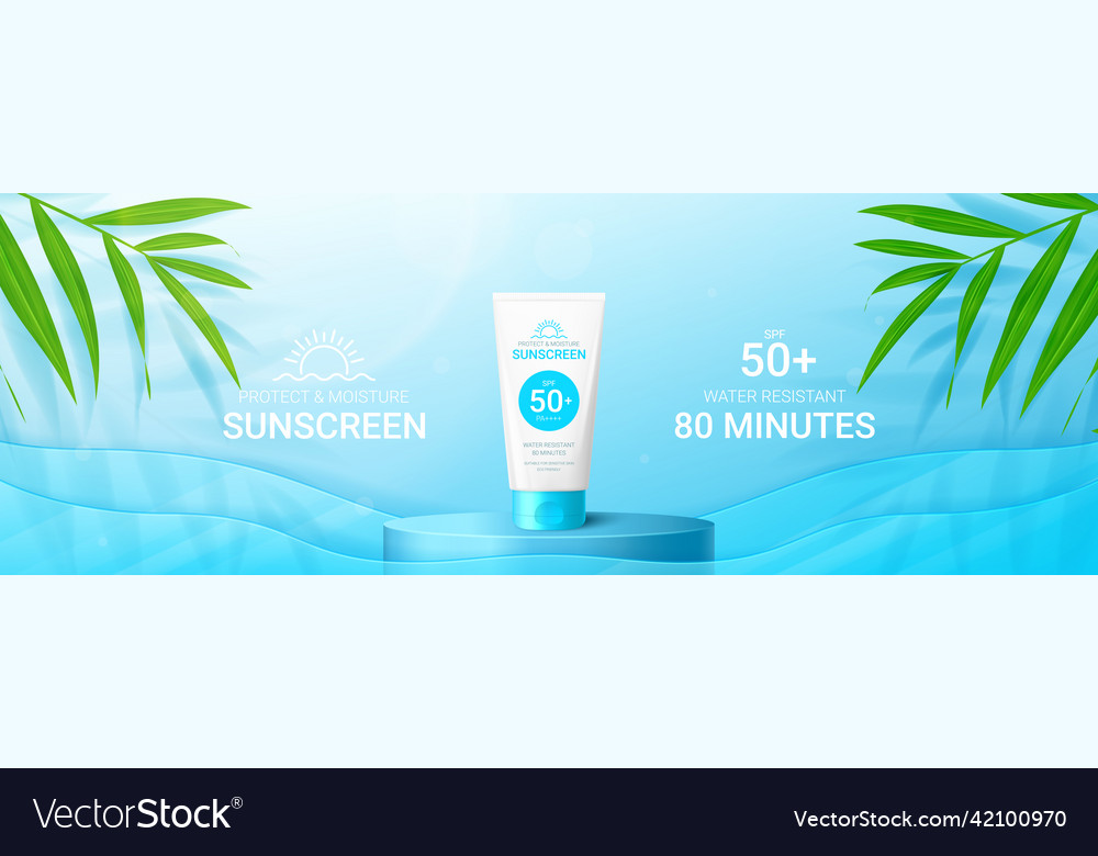 Sunscreen ad banner template Royalty Free Vector Image