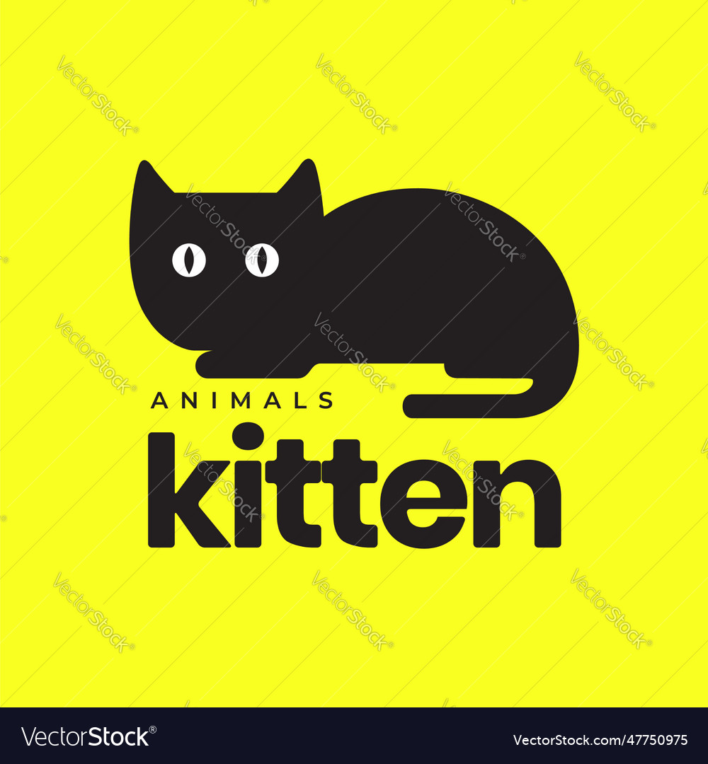 Black cat sleep relax cute minimal modern cartoon Vector Image