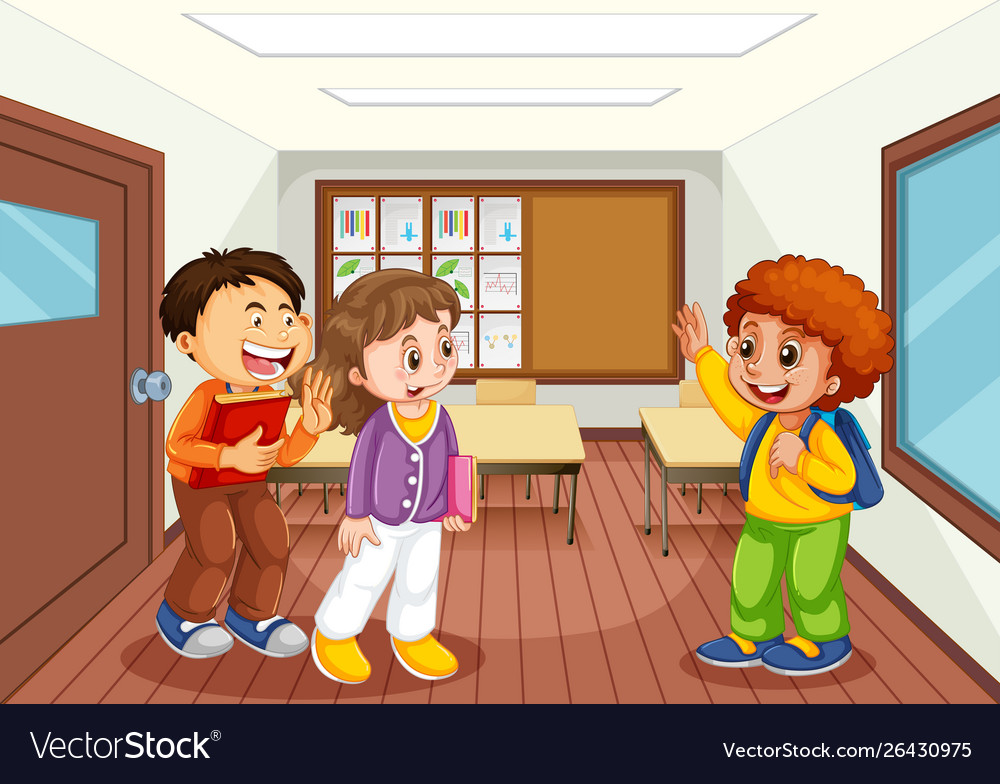 Children in classroom scene Royalty Free Vector Image