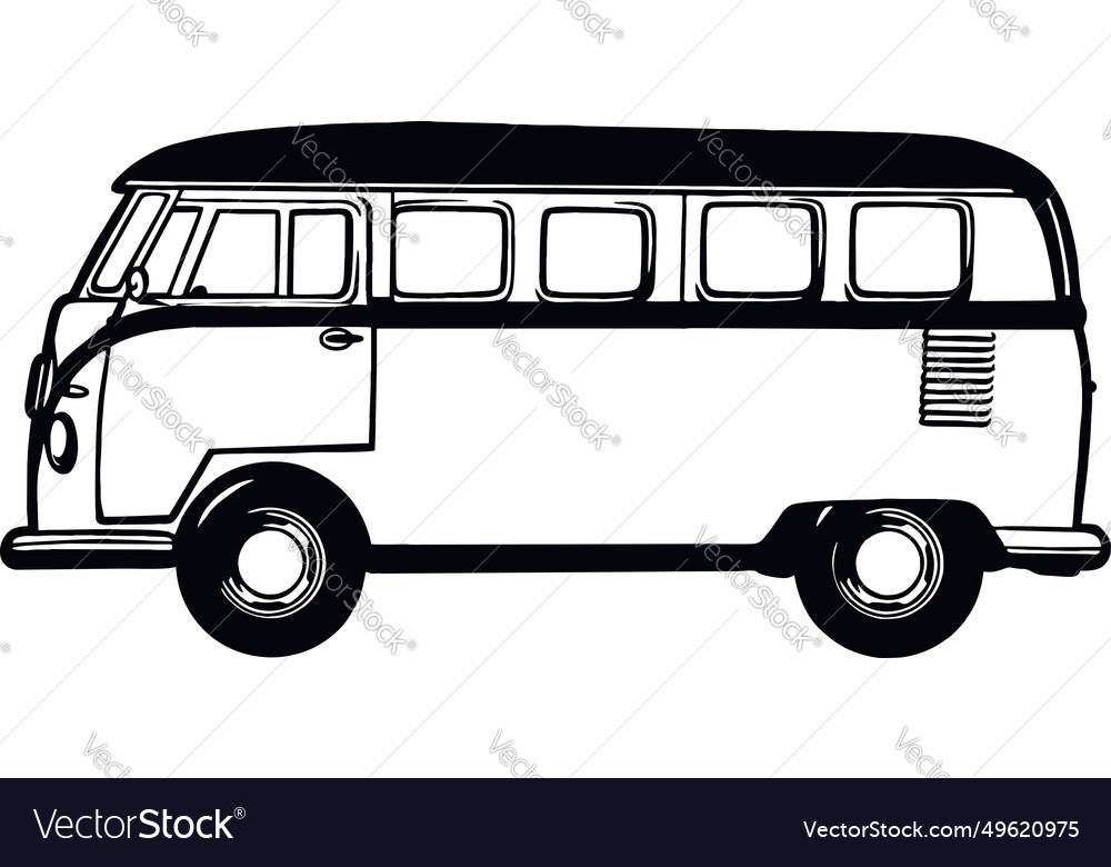 Classic van - old car muscle stencil Royalty Free Vector