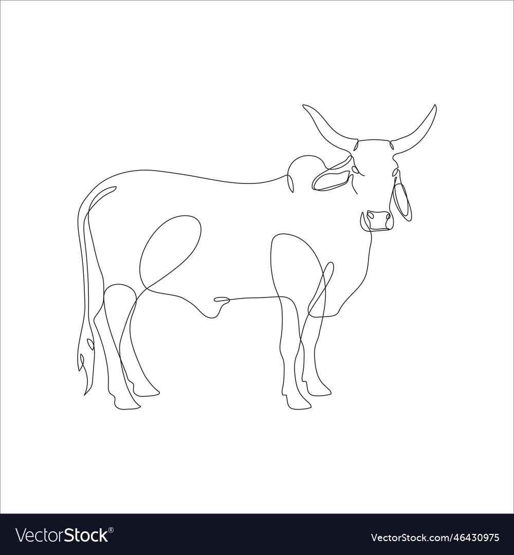 Drawing of a continuous line of cattle Royalty Free Vector