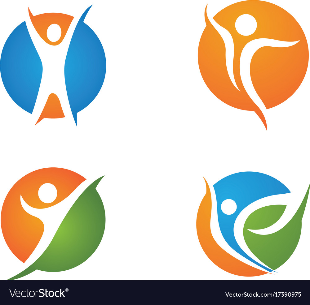 Human character logo sign health care Royalty Free Vector