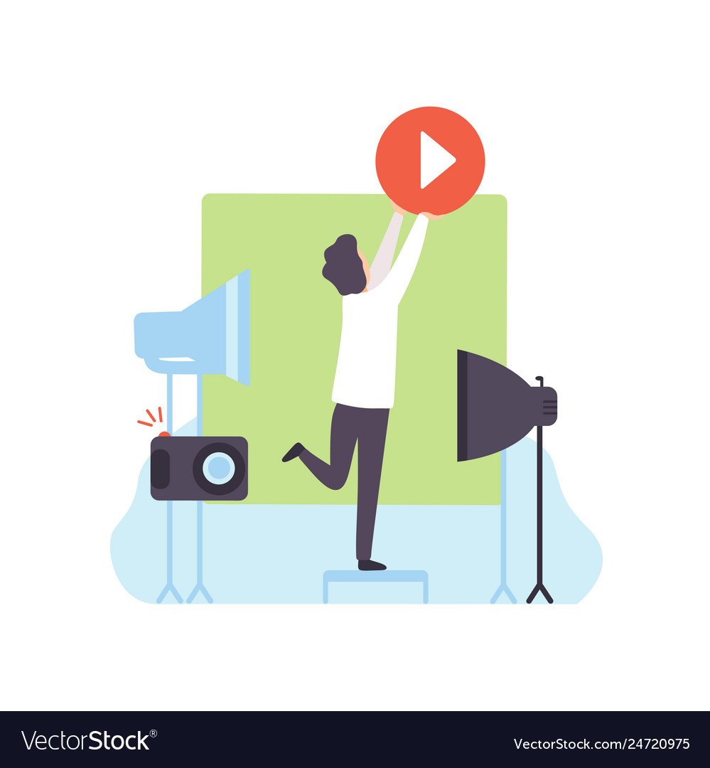 Man creating video content technology process Vector Image