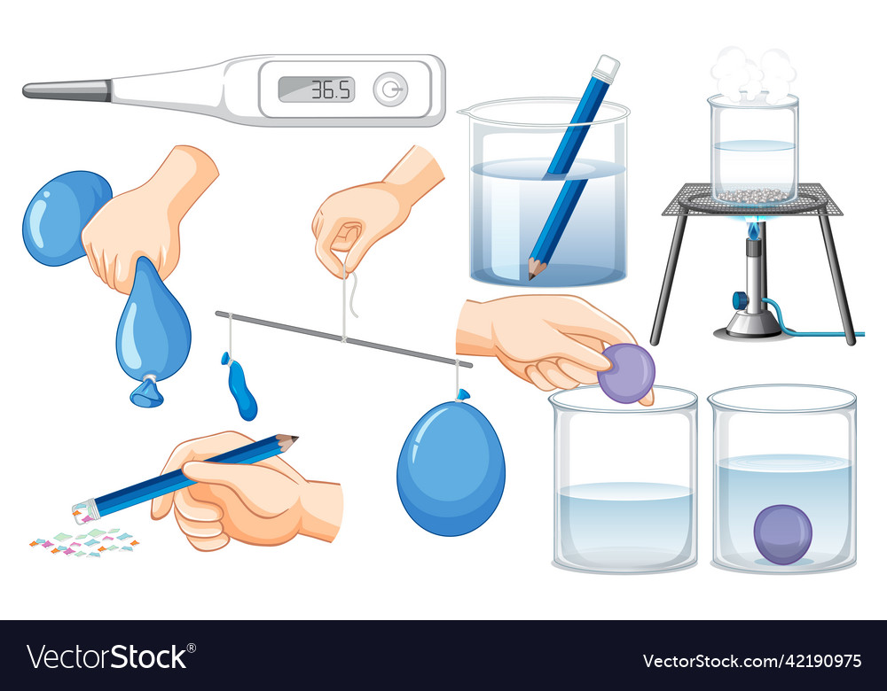 Science experiment objects with balloons Vector Image