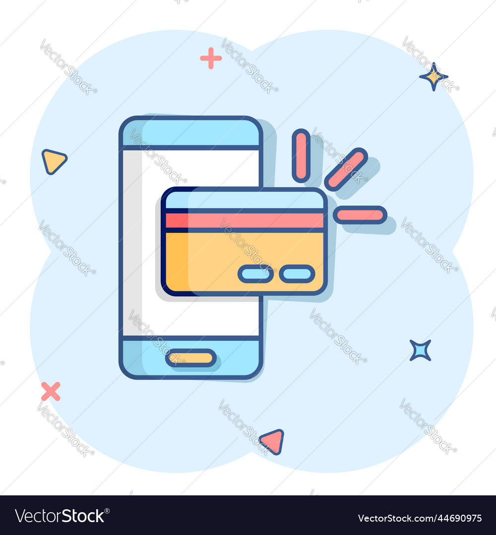 Smartphone paying icon in comic style nfc credit Vector Image