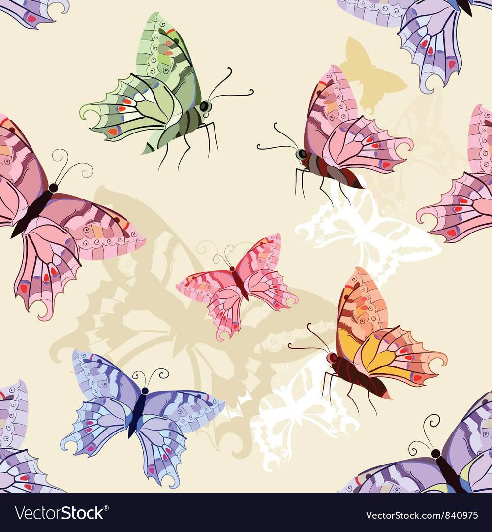 Tropical butterfly seamless pattern Royalty Free Vector