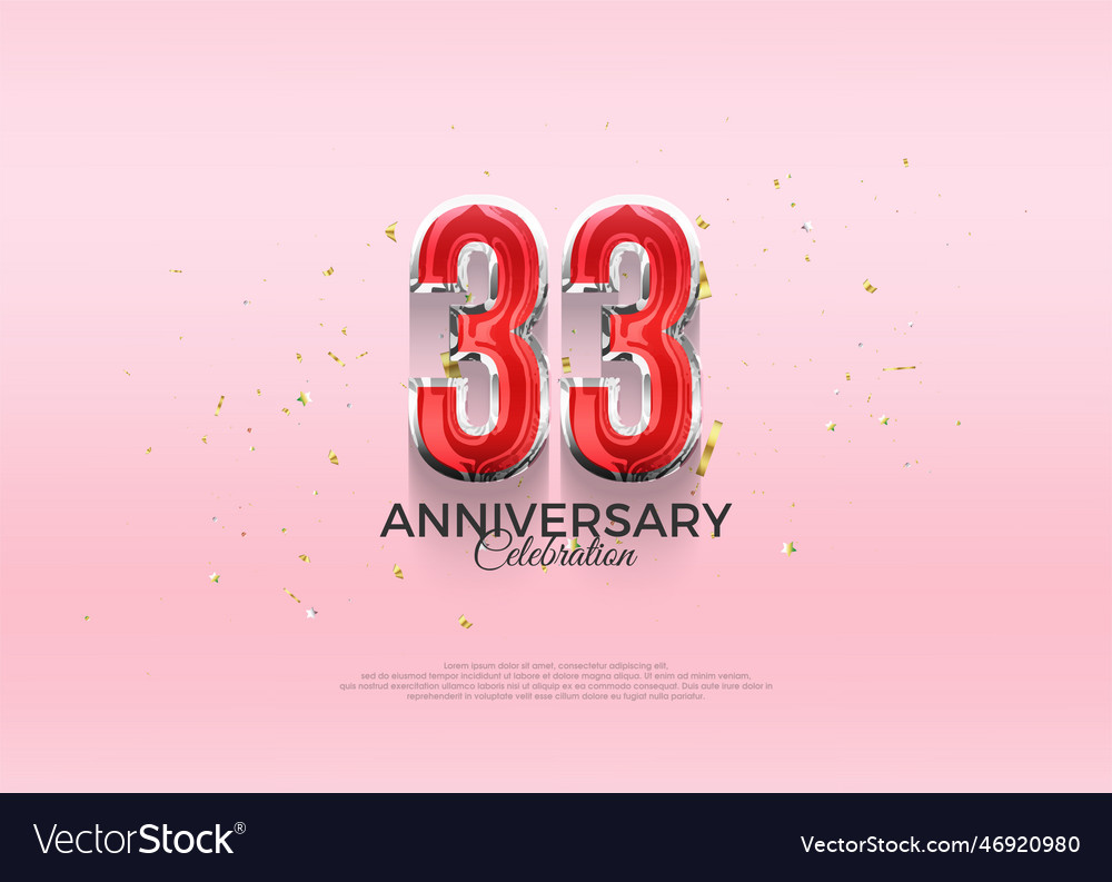 33rd anniversary celebration 3d design Royalty Free Vector