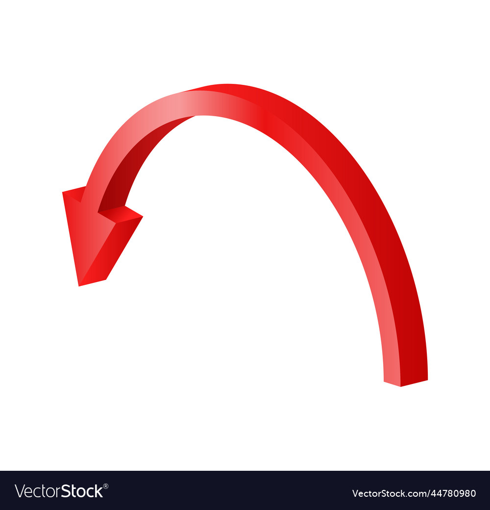 Curved down red arrow diagram pointer Royalty Free Vector