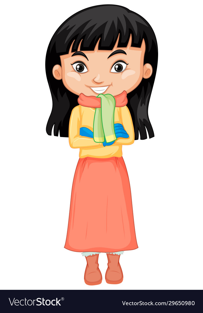 Premium Vector  Hand drawing cartoon girl wearing scarf. cute girl drawing  for profile picture