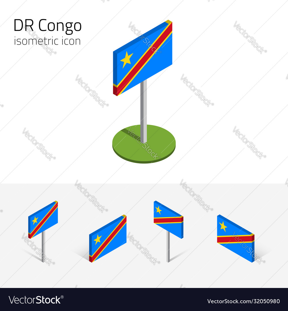 Dr Congo Flag Set 3d Isometric Flat Icons Vector Image