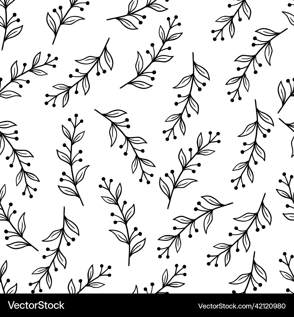 Hand drawn leaf seamless pattern Royalty Free Vector Image