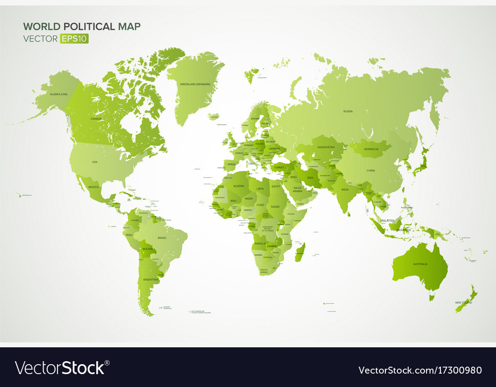 Political map with names all Royalty Free Vector Image