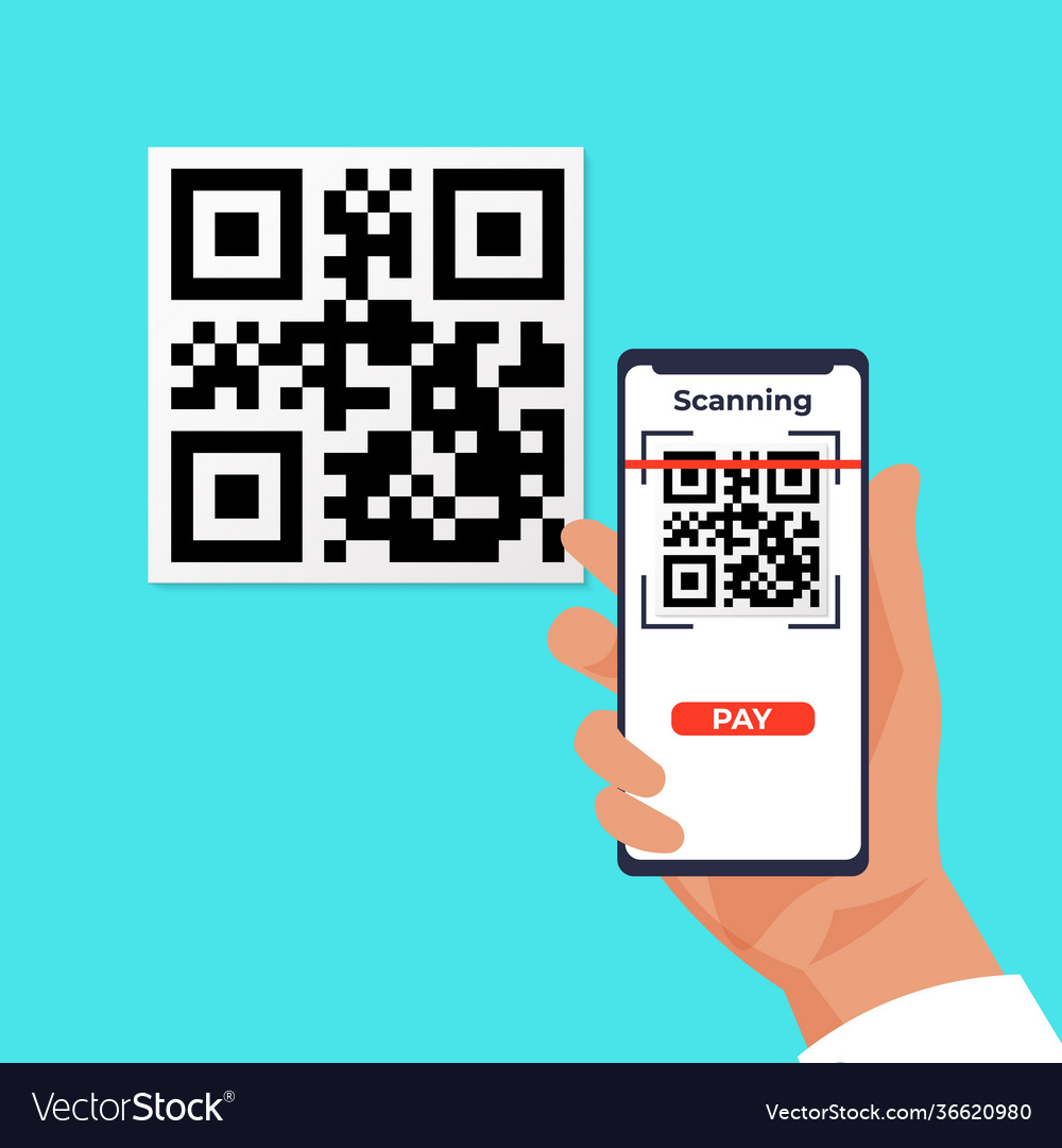 Qr Wireless Payment Cartoon Hand Holding Vector Image