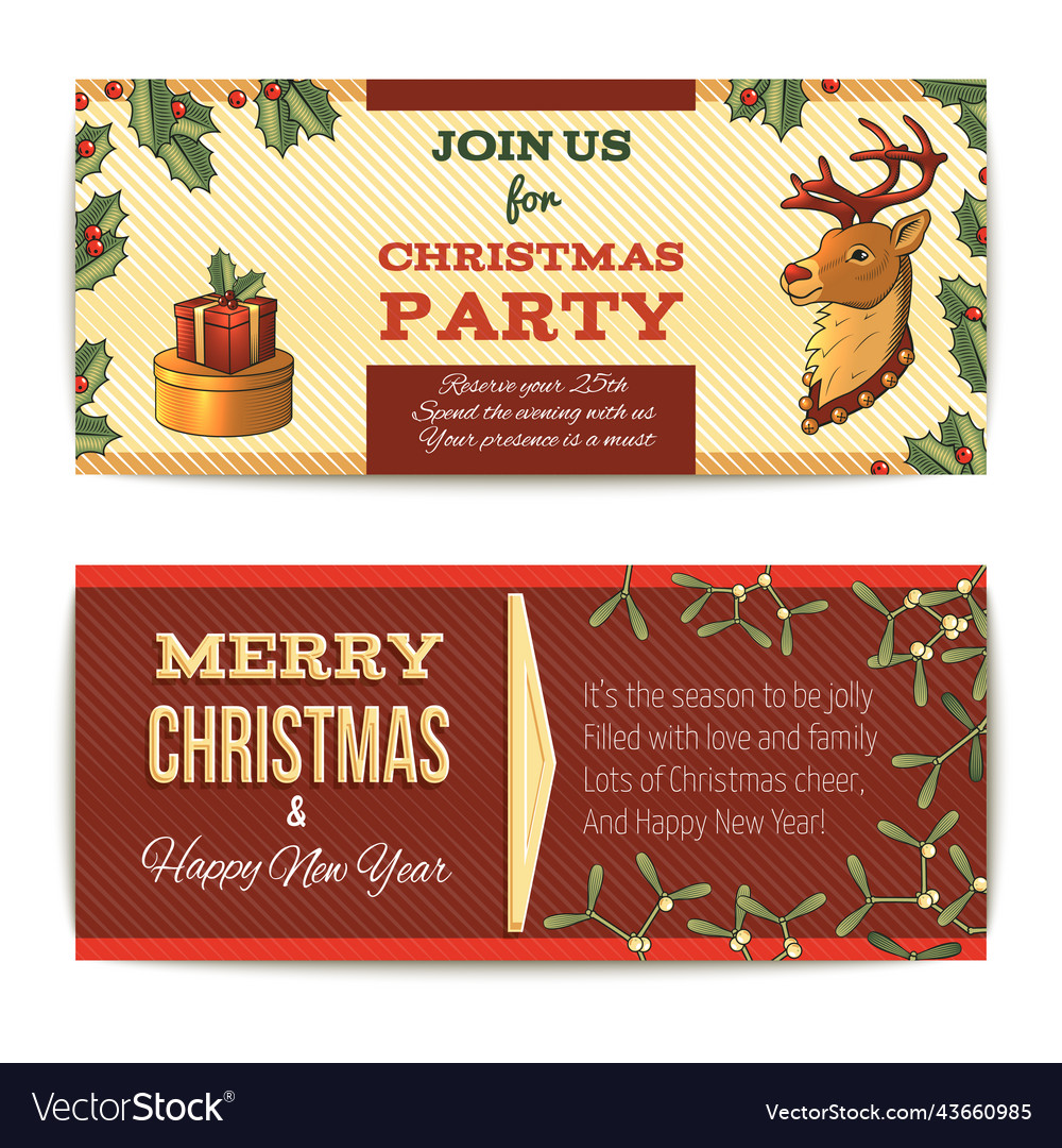 Christmas banners horizontal Royalty Free Vector Image