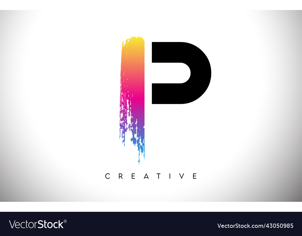 P brush stroke artistic letter logo design Vector Image