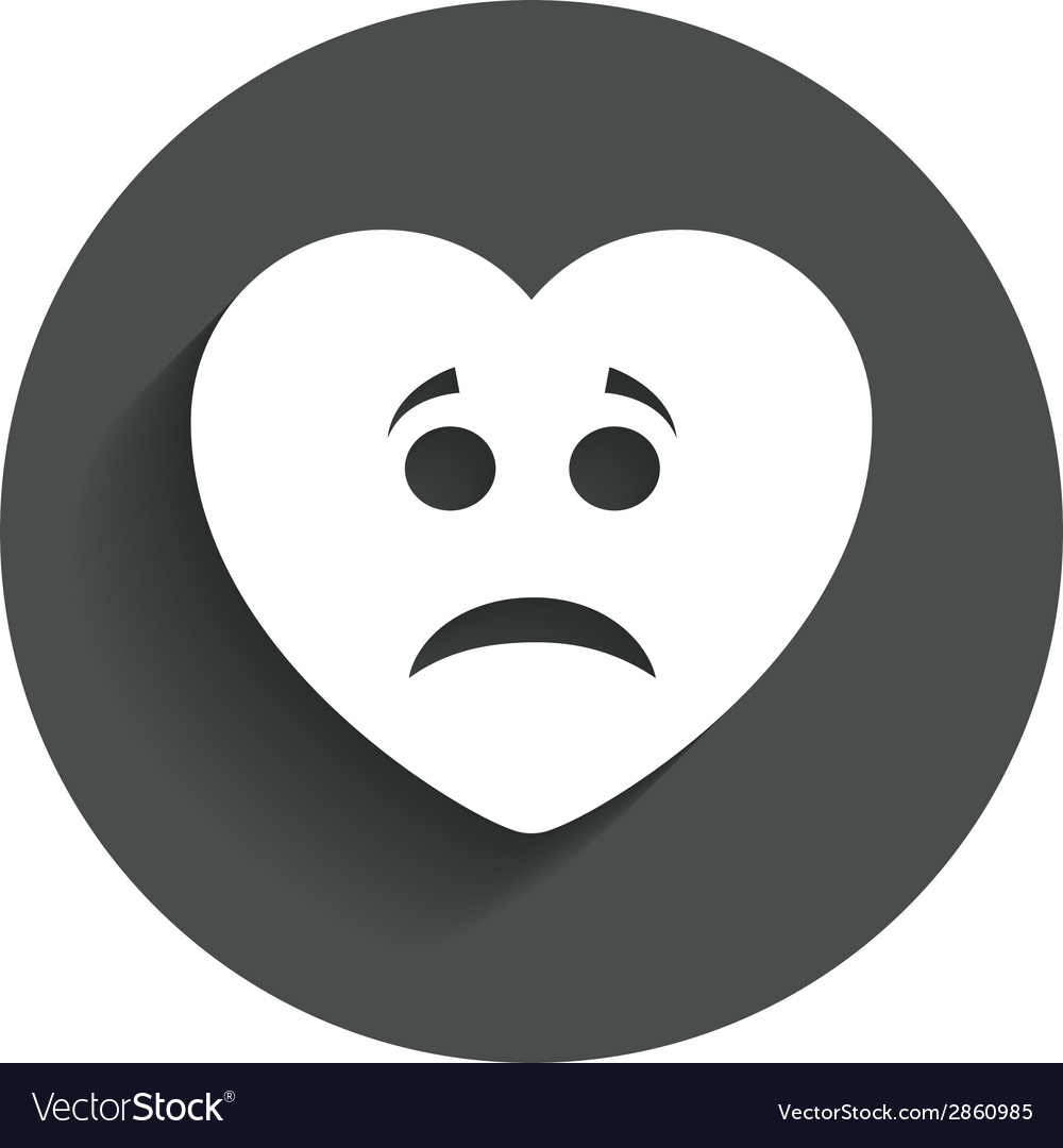 Sad Heart Face Sign Icon Sadness Symbol Royalty Free Vector