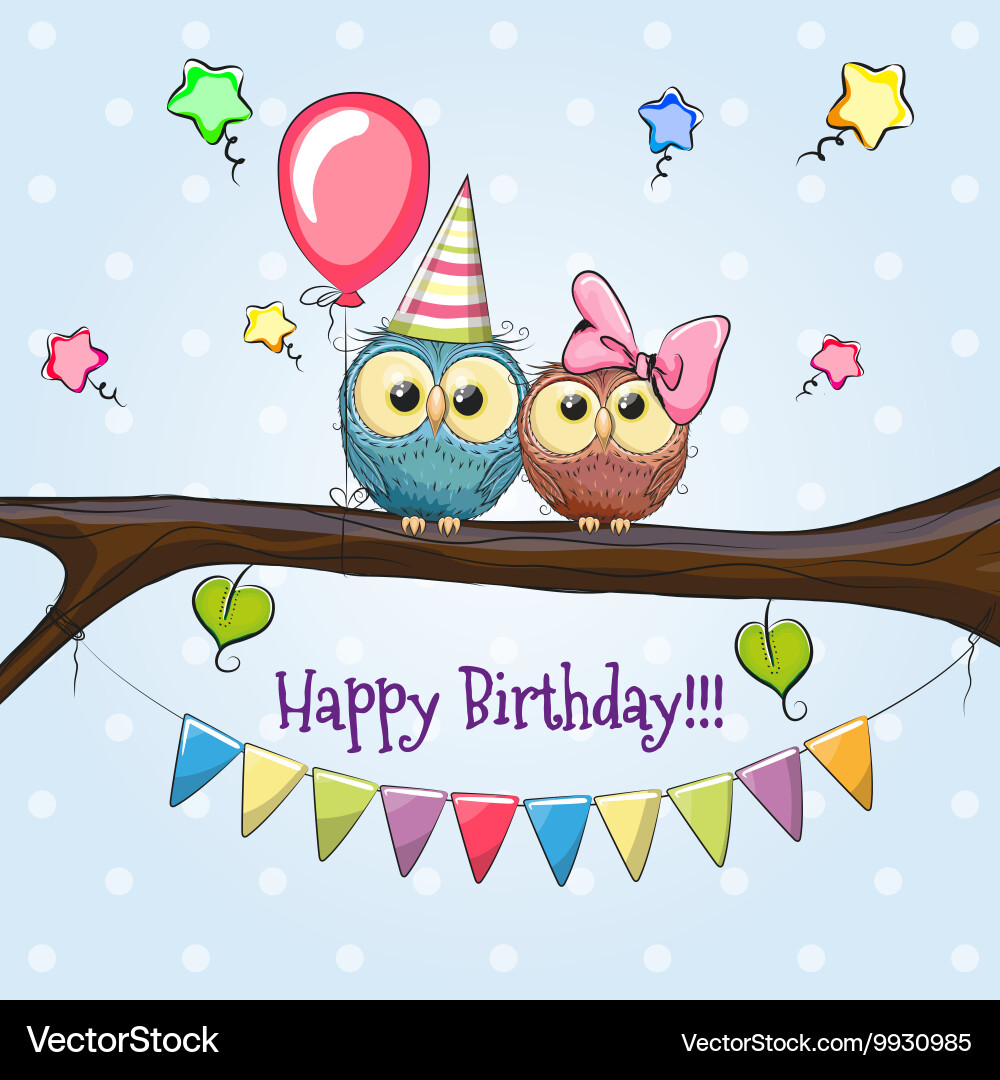 Two cute owls Royalty Free Vector Image - VectorStock
