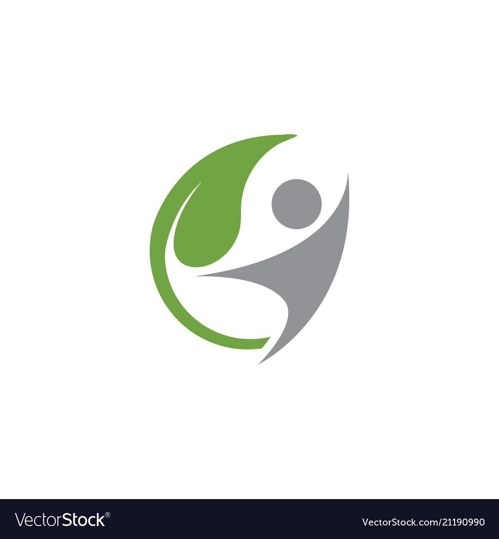 Human and leaf wellness logo icon design template Vector Image