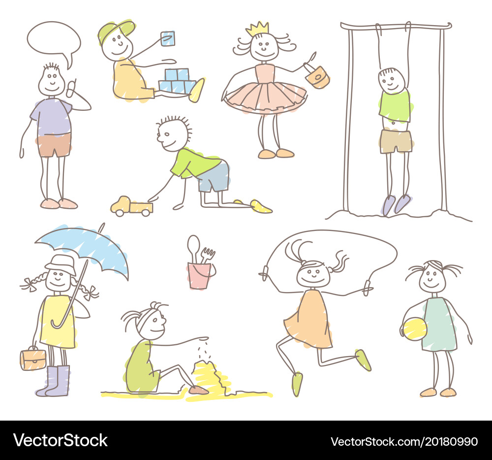 Sketches of children Royalty Free Vector Image