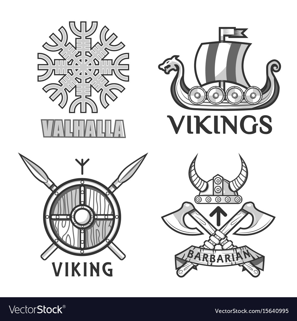 Barbarian and ikings emblems Royalty Free Vector Image