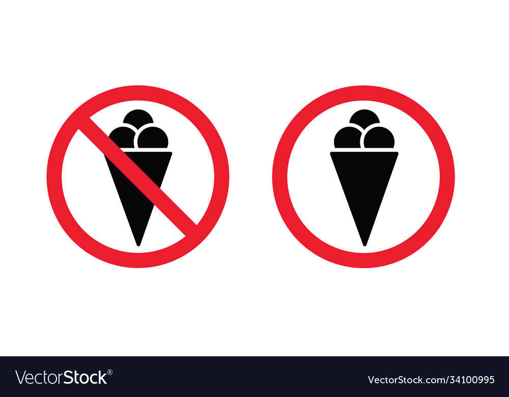 No ice symbol forbid cream cones waffle Royalty Free Vector