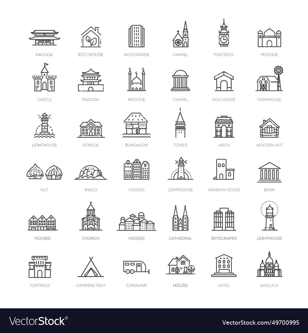 Set of type houses icons Royalty Free Vector Image