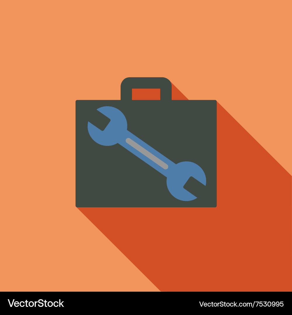 Tools flat long shadow square icon Royalty Free Vector Image