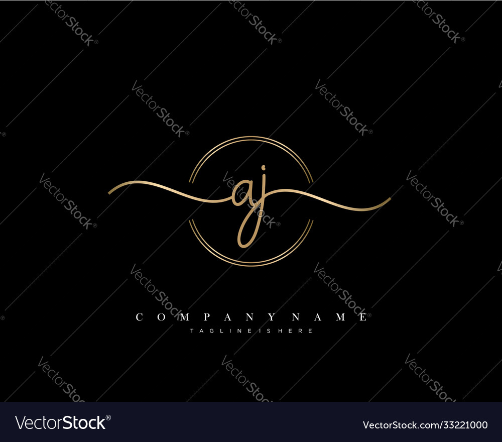 Aj initial handwriting logo Royalty Free Vector Image