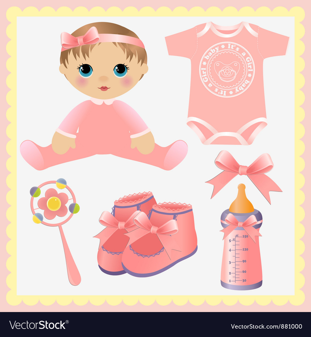 Cute collection of baby design elements Royalty Free Vector