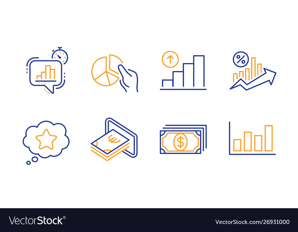 Graph chart loan percent and loyalty star icons Vector Image