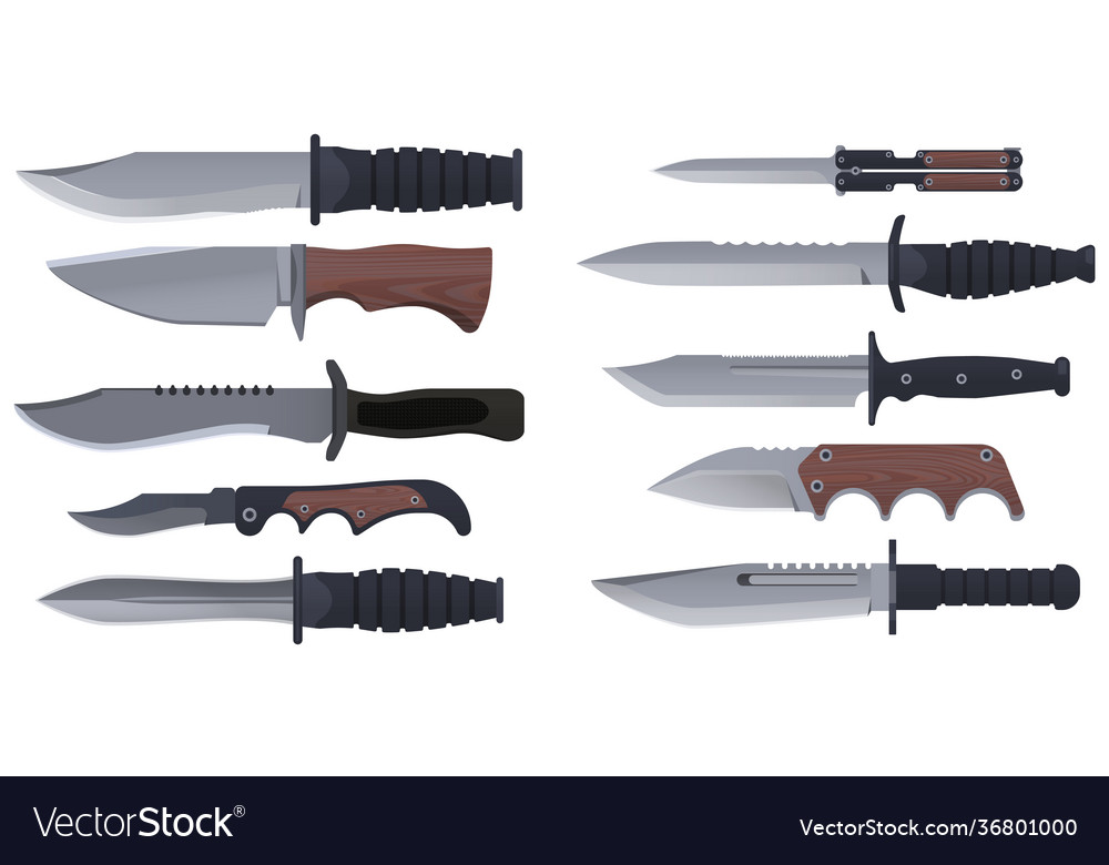 Knives set military hunting and combat weapon Vector Image